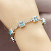 Rhodium Gold Filled Tennis Bracelet, Cluster Design, with Indicolite and White Cubic Zirconia, Polished, Rhodium Finish, 03.283.0526.3.07 (Thickness, 8 Inches Length)