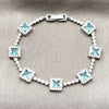 Rhodium Gold Filled Tennis Bracelet, Cluster Design, with Indicolite and White Cubic Zirconia, Polished, Rhodium Finish, 03.283.0526.3.07 (Thickness, 8 Inches Length)