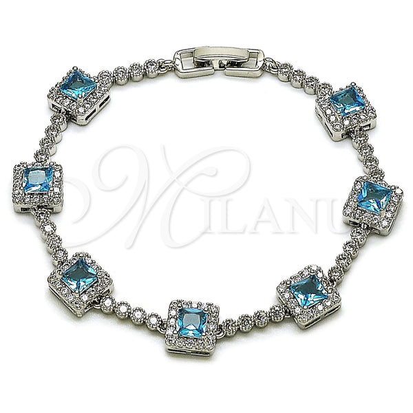 White Gold Filled Bracelet — Tennis Bracelet Cluster Design with Indicolite and White — main product view — SKU 165902 | Oro Laminado Blanco brazalete — Tennis Bracelet Cluster diseño with Indicolite and blanco — SKU 165902