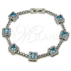 Rhodium Gold Filled Tennis Bracelet, Cluster Design, with Indicolite and White Cubic Zirconia, Polished, Rhodium Finish, 03.283.0526.3.07 (Thickness, 8 Inches Length)
