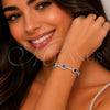 Rhodium Gold Filled Tennis Bracelet, Cluster Design, with Multicolor and White Cubic Zirconia, Polished, Rhodium Finish, 03.283.0526.4.07 (Thickness, 8 Inches Length)