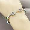 Rhodium Gold Filled Tennis Bracelet, Cluster Design, with Multicolor and White Cubic Zirconia, Polished, Rhodium Finish, 03.283.0526.4.07 (Thickness, 8 Inches Length)