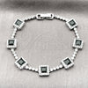 Rhodium Gold Filled Tennis Bracelet, Cluster Design, with Black and White Cubic Zirconia, Polished, Rhodium Finish, 03.283.0526.5.07 (Thickness, 8 Inches Length)