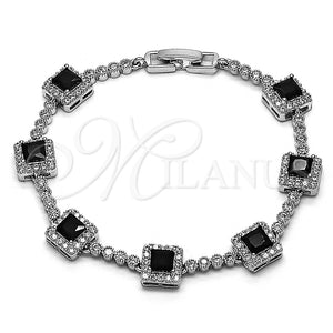 White Gold Filled Bracelet — Tennis Bracelet Cluster Design with Black and White — main product view — SKU 165904 | Oro Laminado Blanco brazalete — Tennis Bracelet Cluster diseño with negro and blanco — SKU 165904