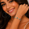 Rhodium Gold Filled Tennis Bracelet, Cluster Design, with Green and White Cubic Zirconia, Polished, Rhodium Finish, 03.283.0526.6.07 (Thickness, 8 Inches Length)