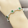 Rhodium Gold Filled Tennis Bracelet, Cluster Design, with Green and White Cubic Zirconia, Polished, Rhodium Finish, 03.283.0526.6.07 (Thickness, 8 Inches Length)