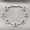 Rhodium Gold Filled Tennis Bracelet, Cluster Design, with Green and White Cubic Zirconia, Polished, Rhodium Finish, 03.283.0526.6.07 (Thickness, 8 Inches Length)