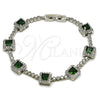 Rhodium Gold Filled Tennis Bracelet, Cluster Design, with Green and White Cubic Zirconia, Polished, Rhodium Finish, 03.283.0526.6.07 (Thickness, 8 Inches Length)
