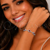 Rhodium Gold Filled Tennis Bracelet, Cluster Design, with Garnet and White Cubic Zirconia, Polished, Rhodium Finish, 03.283.0526.7.07 (Thickness, 8 Inches Length)