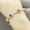 Rhodium Gold Filled Tennis Bracelet, Cluster Design, with Garnet and White Cubic Zirconia, Polished, Rhodium Finish, 03.283.0526.7.07 (Thickness, 8 Inches Length)