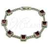 Rhodium Gold Filled Tennis Bracelet, Cluster Design, with Garnet and White Cubic Zirconia, Polished, Rhodium Finish, 03.283.0526.7.07 (Thickness, 8 Inches Length)
