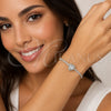 Rhodium Gold Filled Fancy Bracelet, Heart and Cluster Design, with White Cubic Zirconia, Polished, Rhodium Finish, 03.130.0036.07 (Thickness, 7 Inches Length)