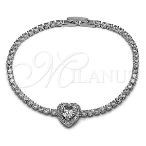 White Gold Filled Bracelet — Fancy Bracelet Heart and Cluster Design with White — main product view — SKU 165907 | Oro Laminado Blanco brazalete — elegante Bracelet corazón and Cluster diseño with blanco — SKU 165907