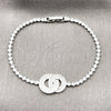Rhodium Gold Filled Fancy Bracelet, with White Cubic Zirconia, Polished, Rhodium Finish, 03.130.0037.07 (Thickness, 7 Inches Length)