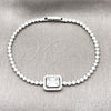 Rhodium Gold Filled Fancy Bracelet, Cluster Design, with White Cubic Zirconia and White Micro Pave, Polished, Rhodium Finish, 03.130.0038.07 (Thickness, 7 Inches Length)