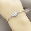 Rhodium Gold Filled Fancy Bracelet, Cluster Design, with White Cubic Zirconia and White Micro Pave, Polished, Rhodium Finish, 03.130.0039.07 (Thickness, 7 Inches Length)