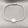 Rhodium Gold Filled Fancy Bracelet, Cluster Design, with White Cubic Zirconia and White Micro Pave, Polished, Rhodium Finish, 03.130.0039.07 (Thickness, 7 Inches Length)