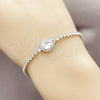 Rhodium Gold Filled Fancy Bracelet, Teardrop and Cluster Design, with White Cubic Zirconia and White Micro Pave, Polished, Rhodium Finish, 03.130.0040.07 (Thickness, 7 Inches Length)