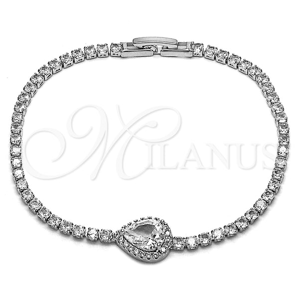 White Gold Filled Bracelet — Fancy Bracelet Teardrop and Cluster Design with White — main product view — SKU 165911 | Oro Laminado Blanco brazalete — elegante Bracelet Teardrop and Cluster diseño with blanco — SKU 165911
