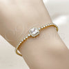 Oro Laminado Fancy Bracelet, Gold Filled Style Cluster Design, with White Cubic Zirconia and White Micro Pave, Polished, Golden Finish, 03.130.0039.1.07 (Thickness, 7 Inches Length)