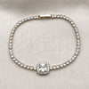 Oro Laminado Fancy Bracelet, Gold Filled Style Cluster Design, with White Cubic Zirconia and White Micro Pave, Polished, Golden Finish, 03.130.0039.1.07 (Thickness, 7 Inches Length)