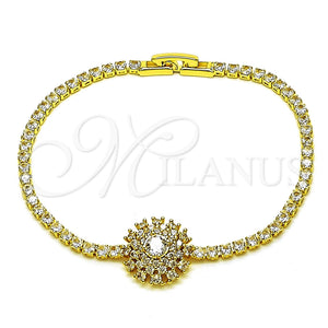 Gold Filled Bracelet — Fancy Bracelet Flower Design with White Cubic Zirconia — main product view — SKU 165914 | Oro Laminado brazalete — elegante Bracelet flor diseño with blanco Cubic Zirconia — SKU 165914