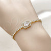 Oro Laminado Fancy Bracelet, Gold Filled Style Cluster Design, with White Cubic Zirconia and White Micro Pave, Polished, Golden Finish, 03.130.0038.1.07 (Thickness, 7 Inches Length)