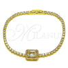 Oro Laminado Fancy Bracelet, Gold Filled Style Cluster Design, with White Cubic Zirconia and White Micro Pave, Polished, Golden Finish, 03.130.0038.1.07 (Thickness, 7 Inches Length)