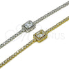 Oro Laminado Fancy Bracelet, Gold Filled Style Cluster Design, with White Cubic Zirconia and White Micro Pave, Polished, Golden Finish, 03.130.0038.1.07 (Thickness, 7 Inches Length)