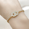 Oro Laminado Fancy Bracelet, Gold Filled Style with White Cubic Zirconia, Polished, Golden Finish, 03.130.0037.1.07 (Thickness, 7 Inches Length)