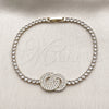 Oro Laminado Fancy Bracelet, Gold Filled Style with White Cubic Zirconia, Polished, Golden Finish, 03.130.0037.1.07 (Thickness, 7 Inches Length)