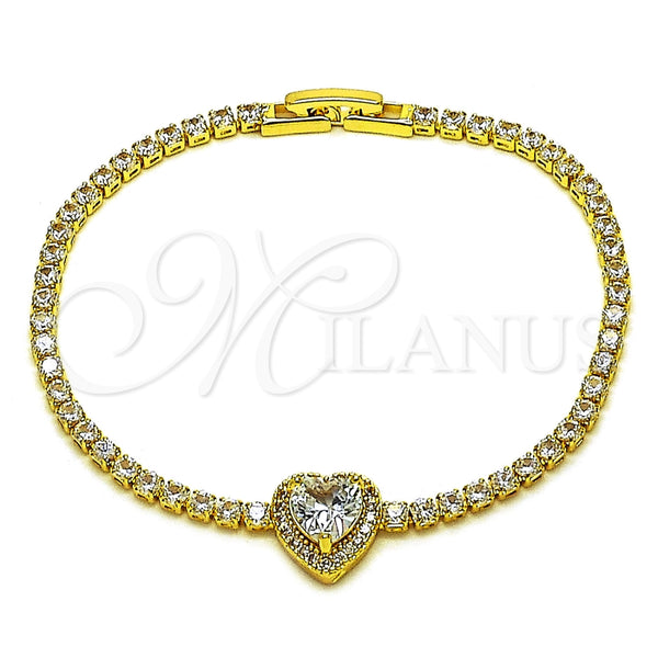 Gold Filled Bracelet — Fancy Bracelet Heart and Cluster Design with White — main product view — SKU 165918 | Oro Laminado brazalete — elegante Bracelet corazón and Cluster diseño with blanco — SKU 165918