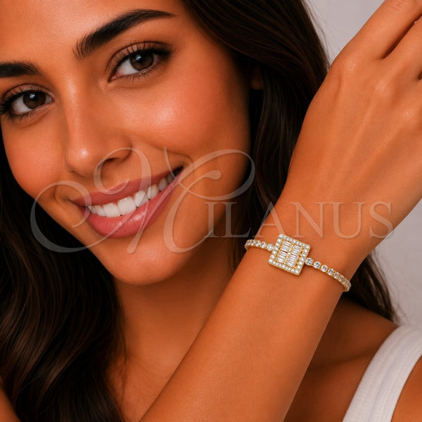 Gold Filled Bracelet — Fancy Bracelet Baguette Design with White Cubic Zirconia — alternate product view — SKU 165919 | Oro Laminado brazalete — elegante Bracelet Baguette diseño with blanco Cubic Zirconia — SKU 165919