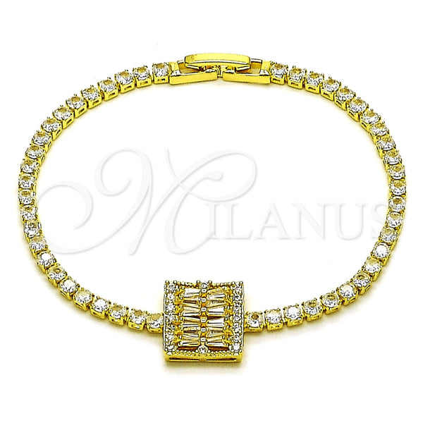Gold Filled Bracelet — Fancy Bracelet Baguette Design with White Cubic Zirconia — main product view — SKU 165919 | Oro Laminado brazalete — elegante Bracelet Baguette diseño with blanco Cubic Zirconia — SKU 165919