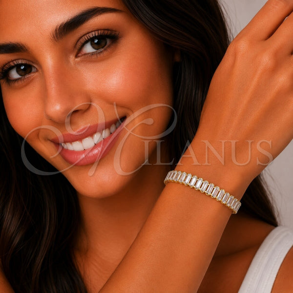 Gold Filled Bracelet — Tennis Bracelet Baguette Design with White Cubic Zirconia — alternate product view — SKU 165920 | Oro Laminado brazalete — Tennis Bracelet Baguette diseño with blanco Cubic Zirconia — SKU 165920