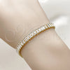 Oro Laminado Tennis Bracelet, Gold Filled Style Baguette Design, with White Cubic Zirconia, Polished, Golden Finish, 03.130.0045.07 (06 MM Thickness, 7 Inches Length)