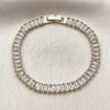 Oro Laminado Tennis Bracelet, Gold Filled Style Baguette Design, with White Cubic Zirconia, Polished, Golden Finish, 03.130.0045.07 (06 MM Thickness, 7 Inches Length)