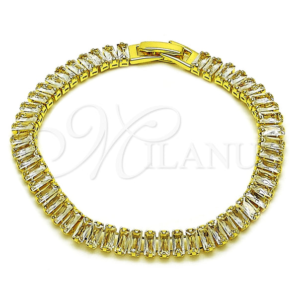 Gold Filled Bracelet — Tennis Bracelet Baguette Design with White Cubic Zirconia — main product view — SKU 165920 | Oro Laminado brazalete — Tennis Bracelet Baguette diseño with blanco Cubic Zirconia — SKU 165920