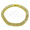 Oro Laminado Tennis Bracelet, Gold Filled Style Baguette Design, with White Cubic Zirconia, Polished, Golden Finish, 03.130.0045.07 (06 MM Thickness, 7 Inches Length)