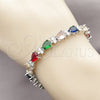 Rhodium Gold Filled Tennis Bracelet, Teardrop Design, with Multicolor and White Cubic Zirconia, Polished, Rhodium Finish, 03.460.0001.07 (Thickness, 8 Inches Length)