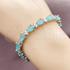 Rhodium Gold Filled Tennis Bracelet, Teardrop Design, with Turquoise Cubic Zirconia, Polished, Rhodium Finish, 03.460.0001.1.07 (Thickness, 8 Inches Length)