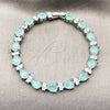 Rhodium Gold Filled Tennis Bracelet, Teardrop Design, with Turquoise Cubic Zirconia, Polished, Rhodium Finish, 03.460.0001.1.07 (Thickness, 8 Inches Length)