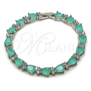 White Gold Filled Bracelet — Tennis Bracelet Teardrop Design with Turquoise Cubic Zirconia — main product view — SKU 165923 | Oro Laminado Blanco brazalete — Tennis Bracelet Teardrop diseño with Turquoise Cubic Zirconia — SKU 165923