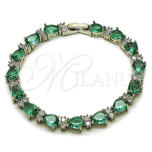 White Gold Filled Bracelet — Tennis Bracelet Teardrop Design with Blue Topaz and — main product view — SKU 165924 | Oro Laminado Blanco brazalete — Tennis Bracelet Teardrop diseño with Blue Topaz and — SKU 165924