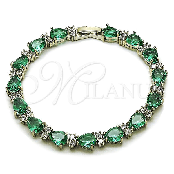 White Gold Filled Bracelet — Tennis Bracelet Teardrop Design with Blue Topaz and — main product view — SKU 165924 | Oro Laminado Blanco brazalete — Tennis Bracelet Teardrop diseño with Blue Topaz and — SKU 165924