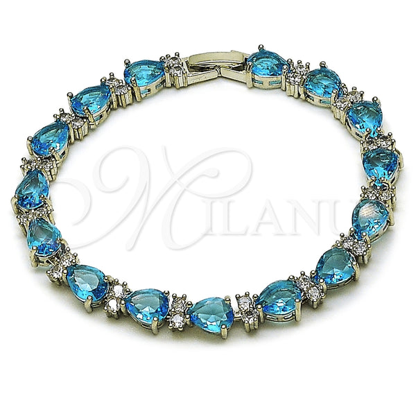 White Gold Filled Bracelet — Tennis Bracelet Teardrop Design with Indicolite and White — main product view — SKU 165925 | Oro Laminado Blanco brazalete — Tennis Bracelet Teardrop diseño with Indicolite and blanco — SKU 165925