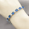 Rhodium Gold Filled Tennis Bracelet, Teardrop Design, with Sapphire Blue and White Cubic Zirconia, Polished, Rhodium Finish, 03.460.0001.4.07 (Thickness, 8 Inches Length)