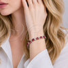 Rhodium Gold Filled Tennis Bracelet, Teardrop Design, with Ruby and White Cubic Zirconia, Polished, Rhodium Finish, 03.460.0001.5.07 (Thickness, 8 Inches Length)