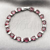 Rhodium Gold Filled Tennis Bracelet, Teardrop Design, with Ruby and White Cubic Zirconia, Polished, Rhodium Finish, 03.460.0001.5.07 (Thickness, 8 Inches Length)