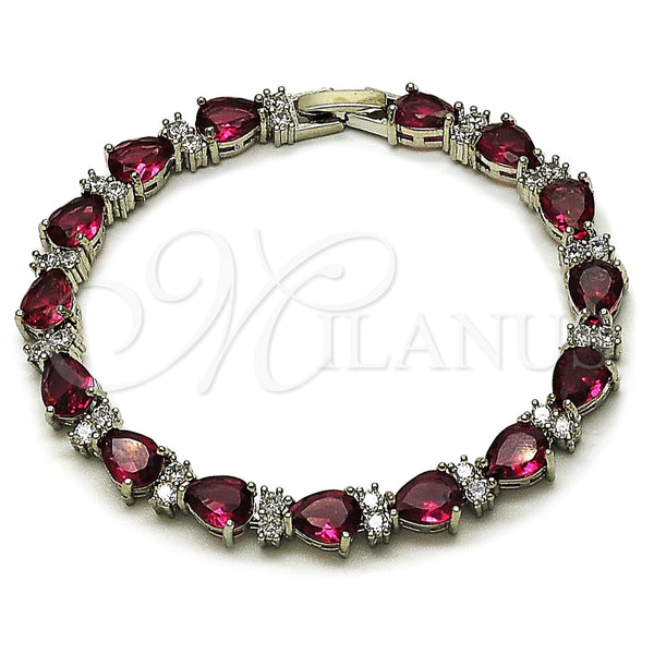 White Gold Filled Bracelet — Tennis Bracelet Teardrop Design with Ruby and White — main product view — SKU 165927 | Oro Laminado Blanco brazalete — Tennis Bracelet Teardrop diseño with Ruby and blanco — SKU 165927